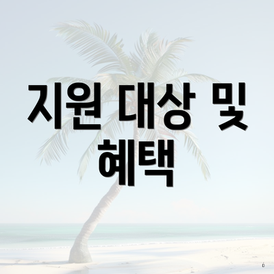 지원 대상 및 혜택