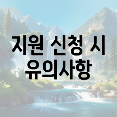지원 신청 시 유의사항