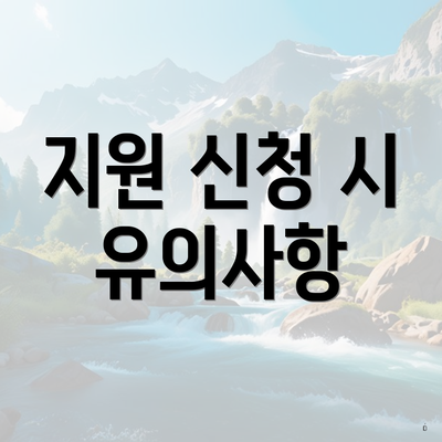 지원 신청 시 유의사항
