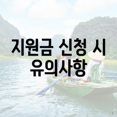 지원금 신청 시 유의사항