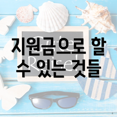 지원금으로 할 수 있는 것들