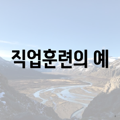 직업훈련의 예