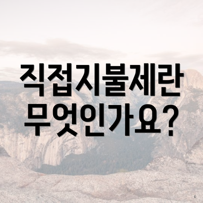 직접지불제란 무엇인가요?