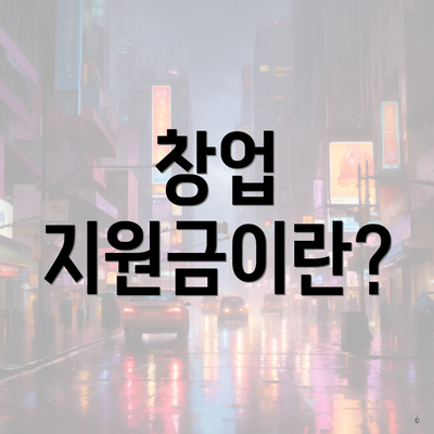 창업 지원금이란?