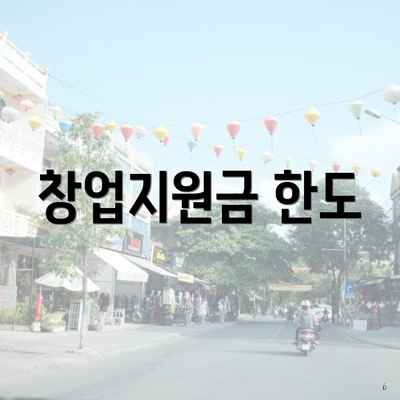 창업지원금 한도