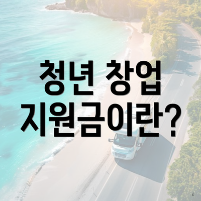청년 창업 지원금이란?