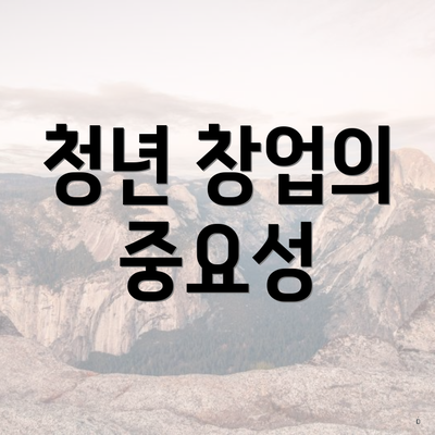 청년 창업의 중요성