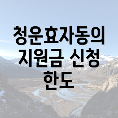 청운효자동의 지원금 신청 한도