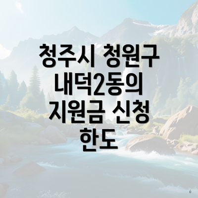 청주시 청원구 내덕2동의 지원금 신청 한도