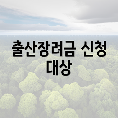 출산장려금 신청 대상