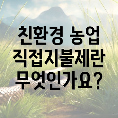 친환경 농업 직접지불제란 무엇인가요?
