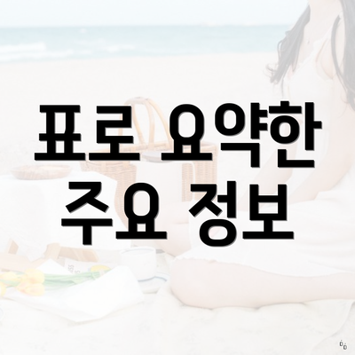 표로 요약한 주요 정보