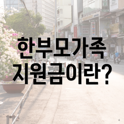 한부모가족 지원금이란?