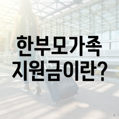 한부모가족 지원금이란?